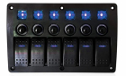 Switch panel 5xON-OFF + 1xON(MOM)-OFF blue LED IP65 183x120mm 12-24V 10A with automatic fuses (GS630666