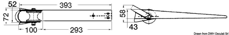 SS bow roller 393 x 52 mm