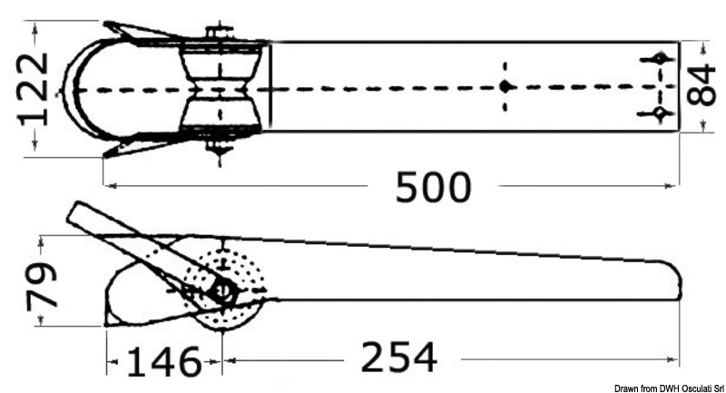 Satin SS bow roller 500 mm