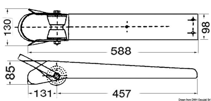 Satin SS bow roller 588 mm