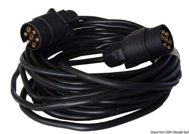 Extension cable for trailer 2 plugs/7 poles 7 m
