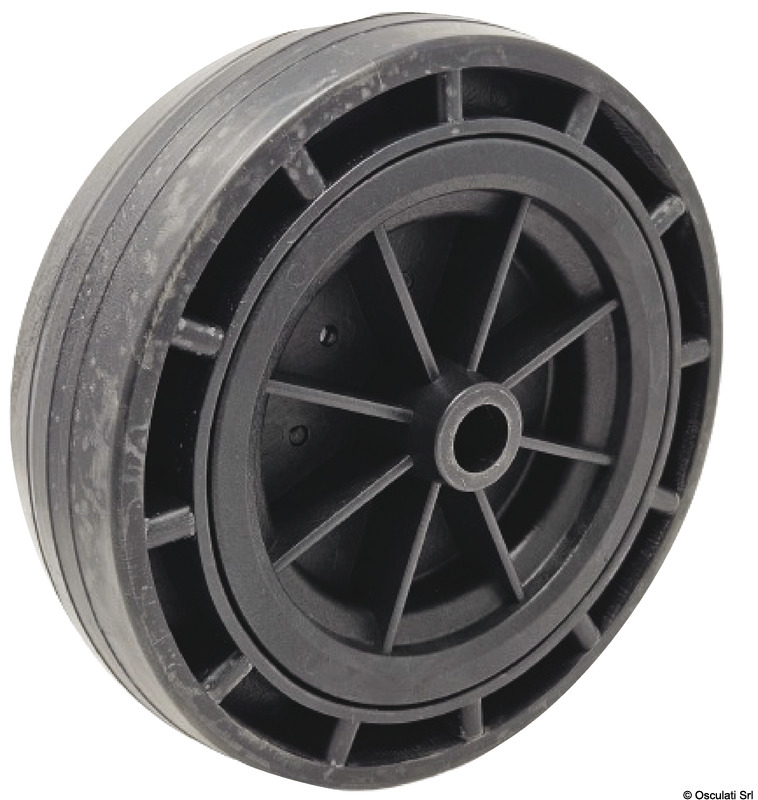 Wheel w/technopolymer core rubber exterior