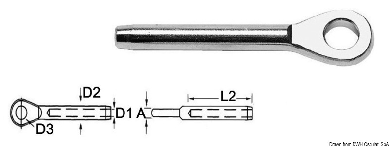 Eyelet terminal AISI 316 Ø 2.5 mm