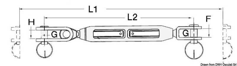 Turnbuckle jointed fork 1/4" for cable 3 mm