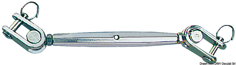 Turnbuckle w. 2 articulated jaws AISI 316 10 mm