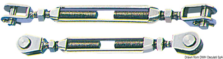 Turnbuckle w. two fixed jaws AISI 316 5 mm