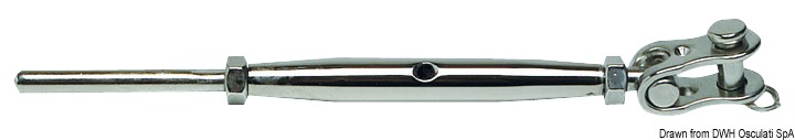 Turnbuckle w. articulated jaw AISI 316 10 mm