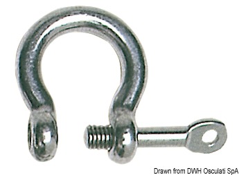 Bow schackle with captive pin AISI 316 8 mm