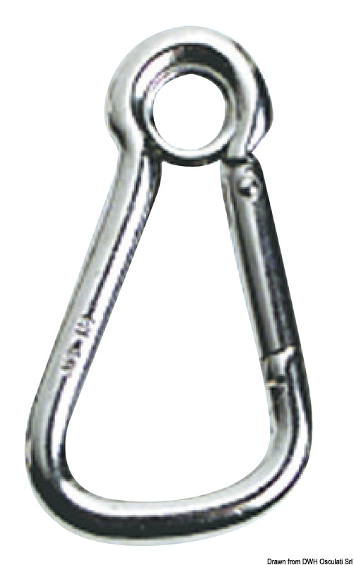 Carabiner hook AISI 316 w. eye large opening 23 mm
