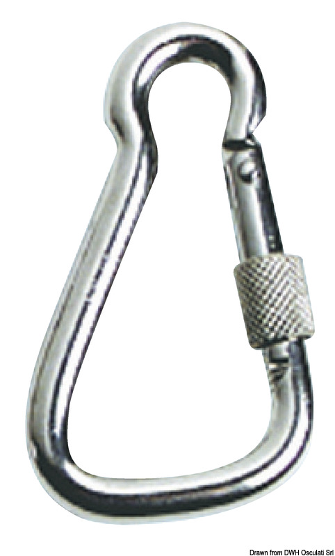 Carabiner hook AISI 316 large w.safety tread 23 mm