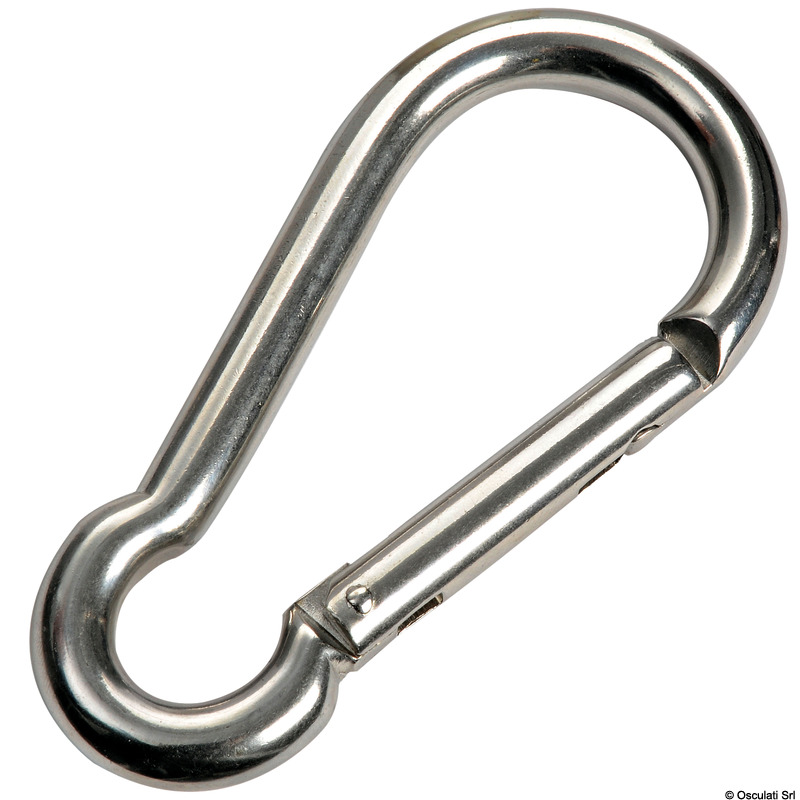 Carabiner hook with flush closure AISI 316 8 mm