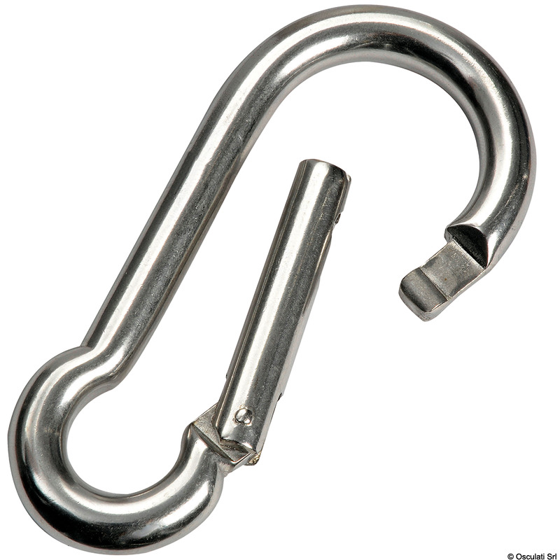 Carabiner hook with flush closure AISI 316 10 mm