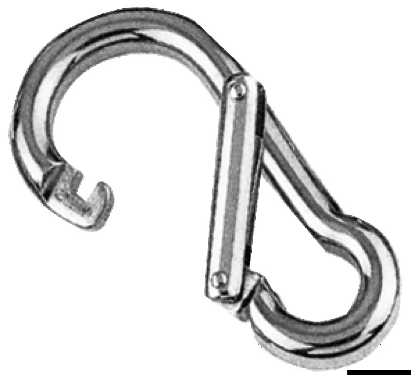 Carabiner hook asymmetric opening AISI 316 80 mm