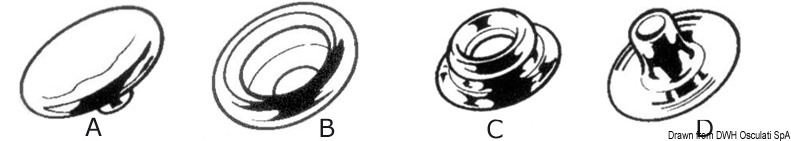 SS snap fasteners coated w. white nylon A+B