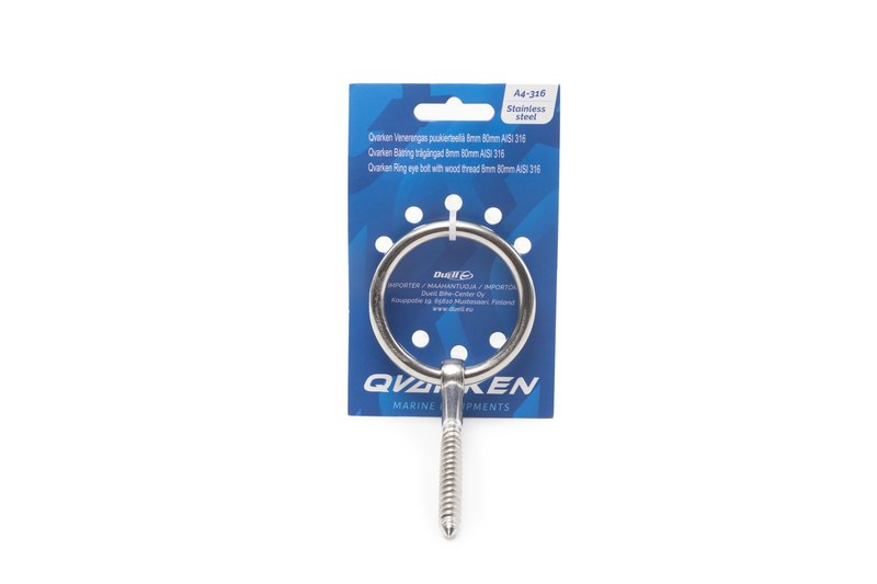Ring Eye Bolt with wood thread AISI316 10x100mm