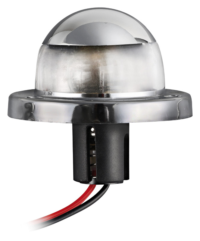 White 225° navigation light made of chromed ABS