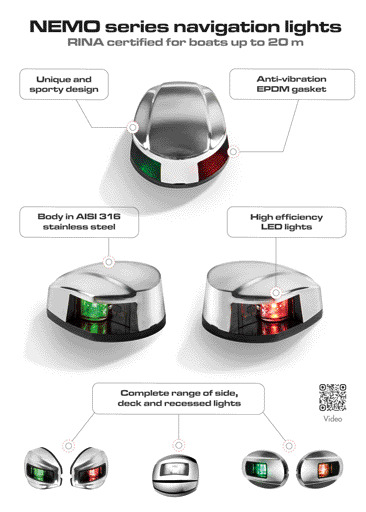 NEMO LED navigation light 112.5°+112.5 bicolour horizontal mounting