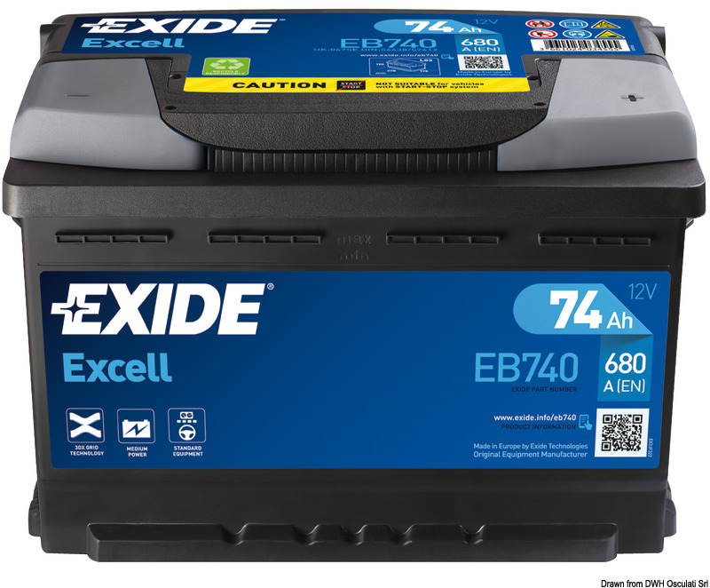 Exide Excell starting battery 74 Ah