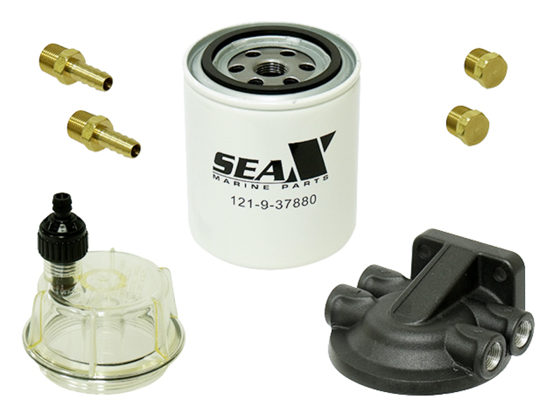 Sea-X fuel water separating filter w/clear bowl & bracket 3/8