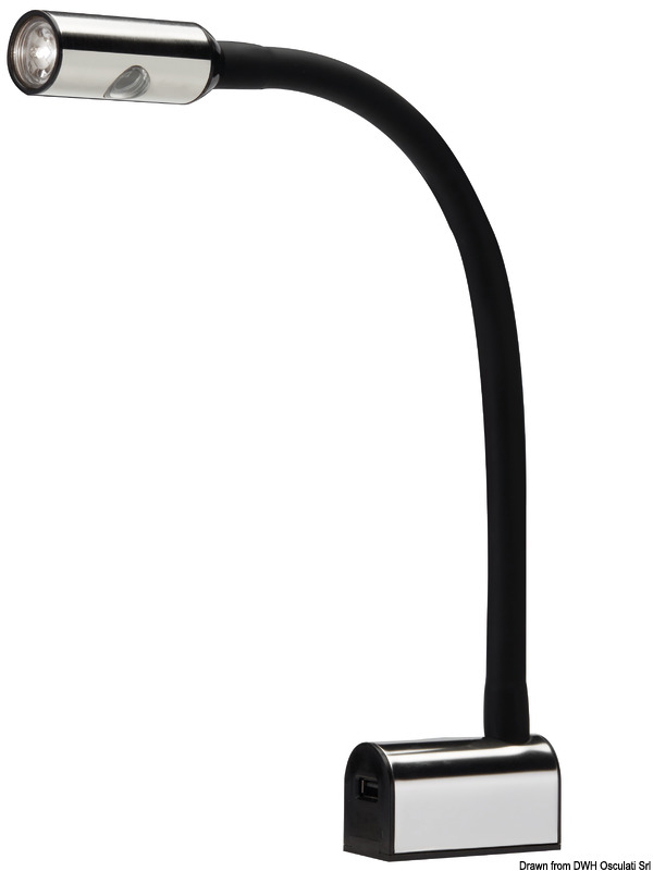 Articulated reading LED spotlight black silicone