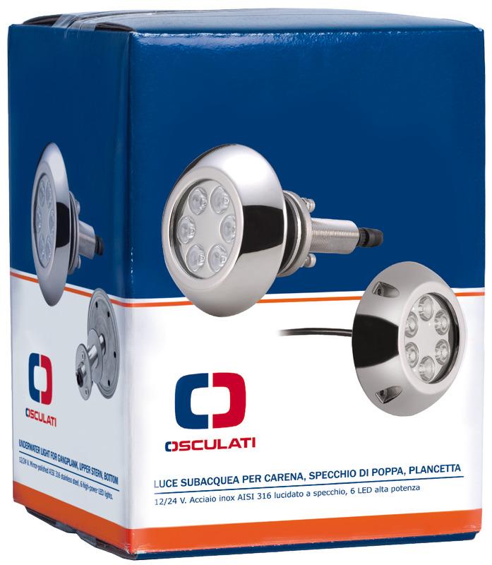 Underwater light w/6x3W blue LEDs with stud
