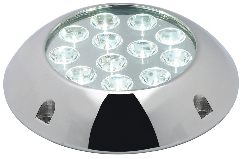 Underwater light w/12x3W white LEDs with screws