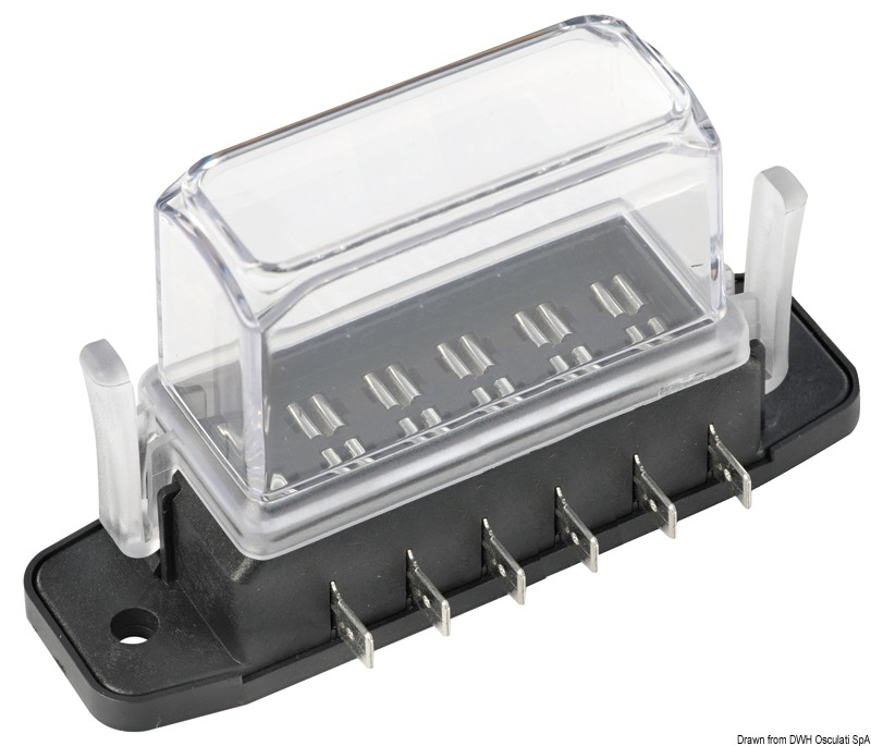 Watertight blade fuse holder deep lid 6 seats