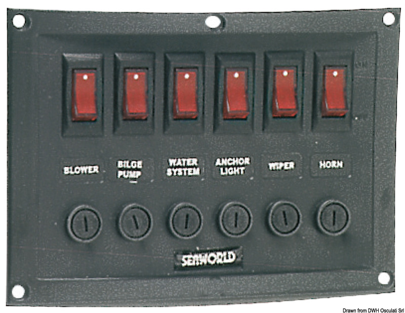 Horizontal control panel w. 6 switches