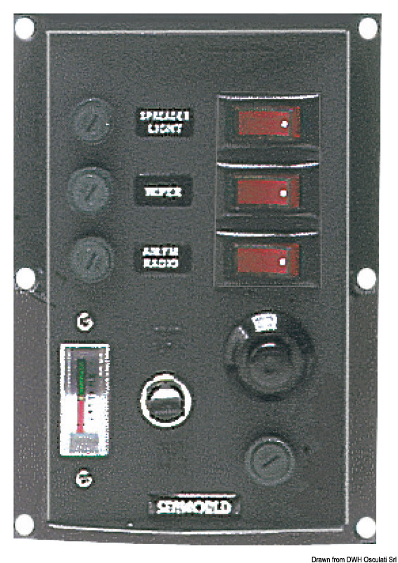 Vertical control panel w. 3 switches + horn