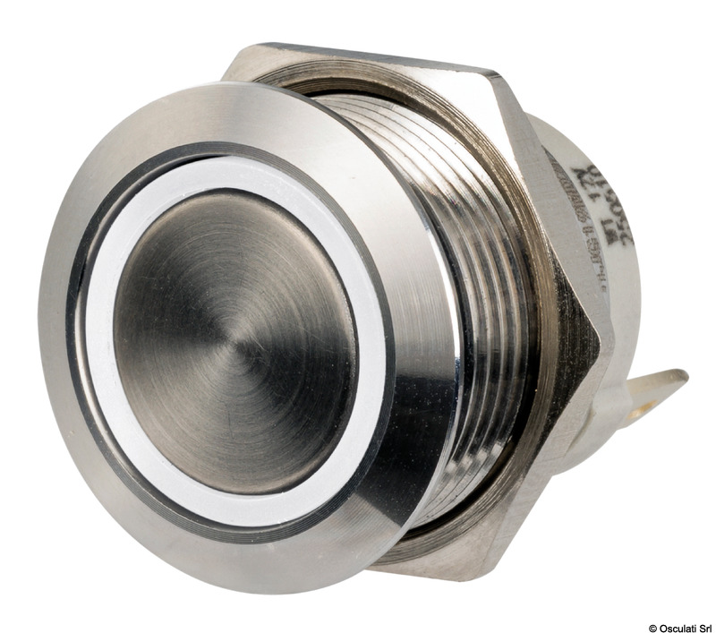 FLAT S.S. switch (MOMENTARY ON)-OFF 12/24V white LED