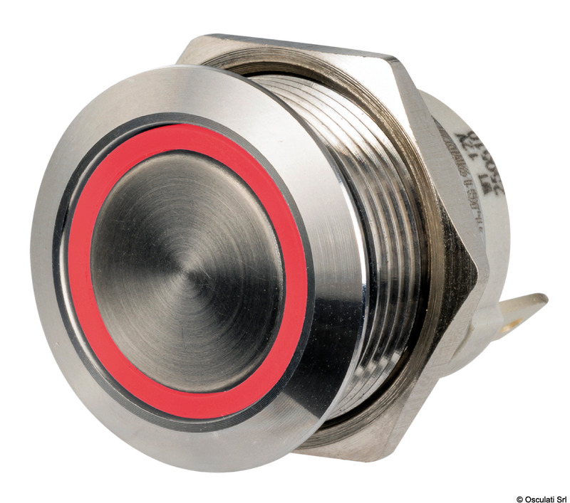 FLAT S.S. switch (MOMENTARY ON)-OFF 12/24V red LED