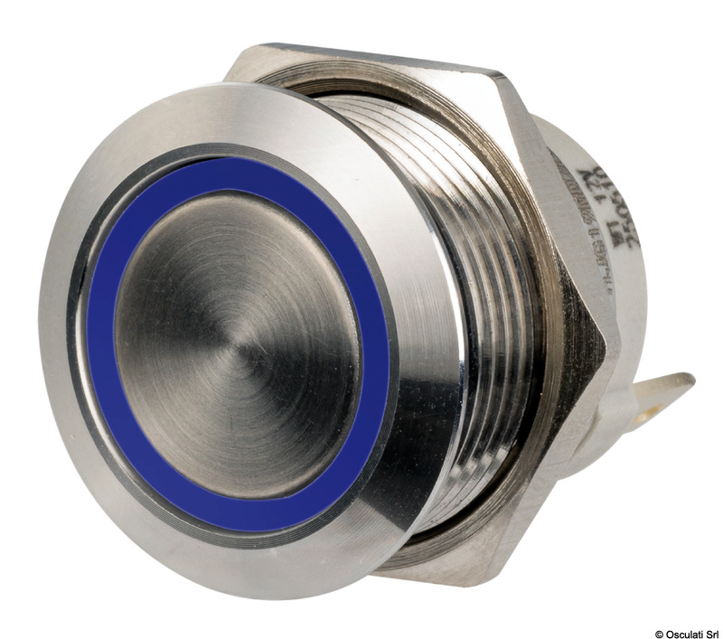 FLAT S.S. switch (MOMENTARY ON)-OFF 12/24V blue LED