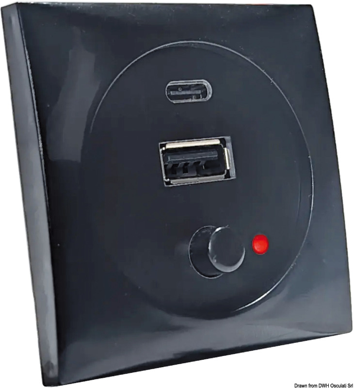 USB port 12/24 V black