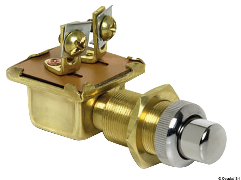 Watertight push button chromed brass 15 x 25 mm