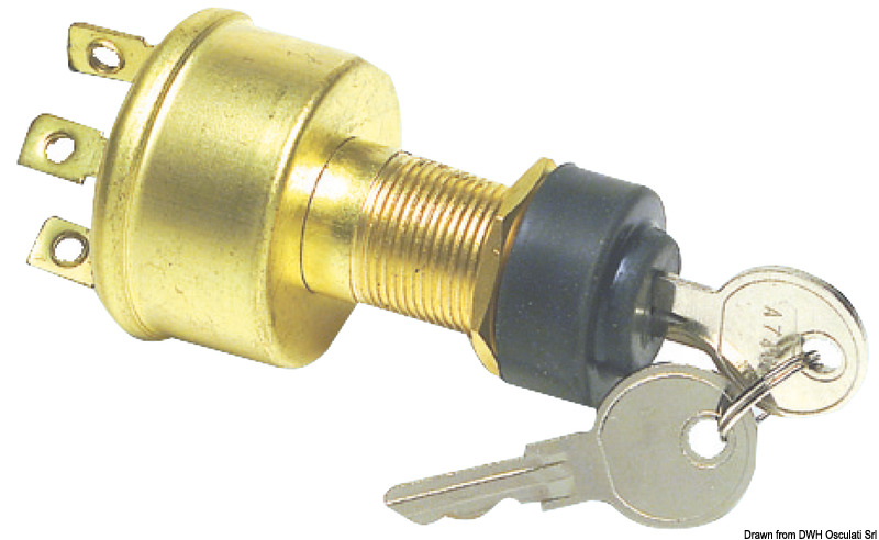 Watertight ignition key 4 positions brass