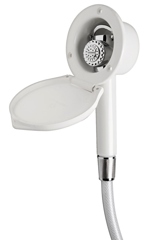 Elegant shower box white finish PVC hose 4 m Wall mounting