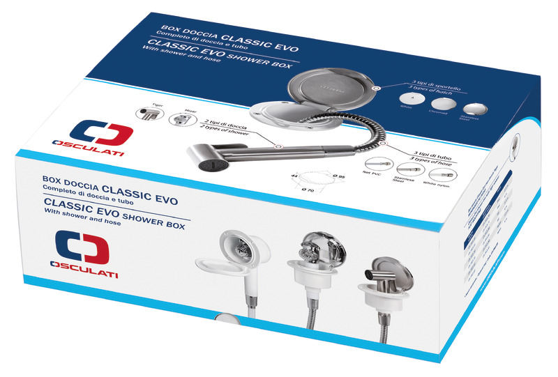 Classic Evo chromed deck shower PVC hose 4 mm Flat mounting