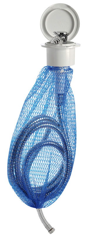 Shower hose housing bag to be snapped in/glued