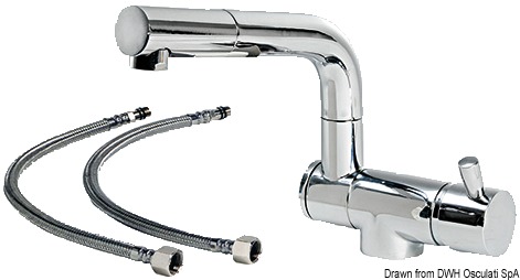 Foldable double-connection hot/cold water mixer