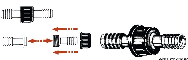 Nylon cylindrical hose fitting 25 mm