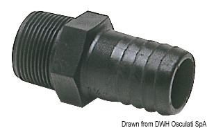 Male hose adapter black polycarbonate 1"1/2