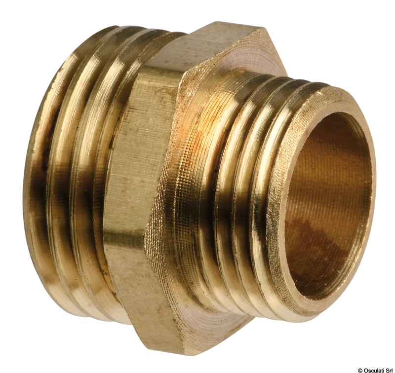 Brass double nipple 3/8" x 1/2"