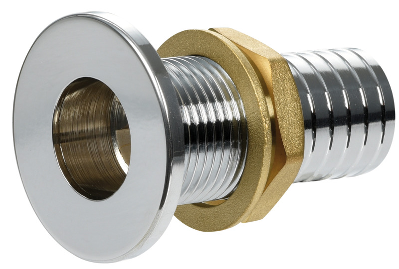 Thru hull flush mount chromed brass 3/8" x 15 mm