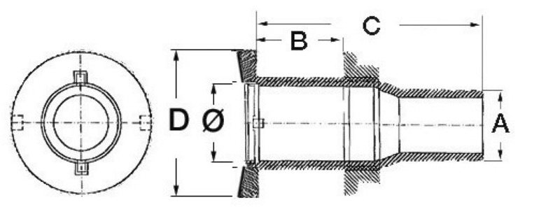 Flush skin fitting AISI 316 1"1/4 x 39 mm