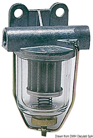 Fuel filter w. glass tray 20/150 l/h