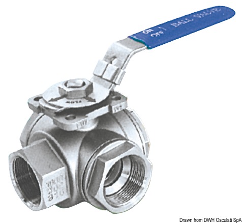 3-way ball valve AISI 316 3/8"