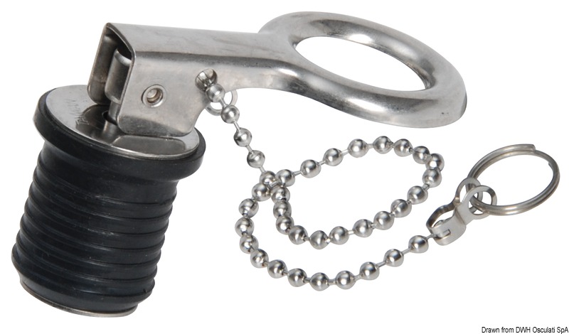 SS expandable water drain plug w/chain 22 mm