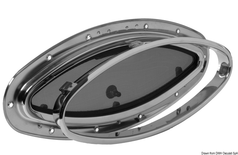 SCM elliptical portlight AISI316 510 x 250 mm