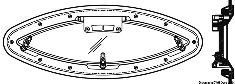 BOMAR Flagship elliptical hatch 160 x 425 mm
