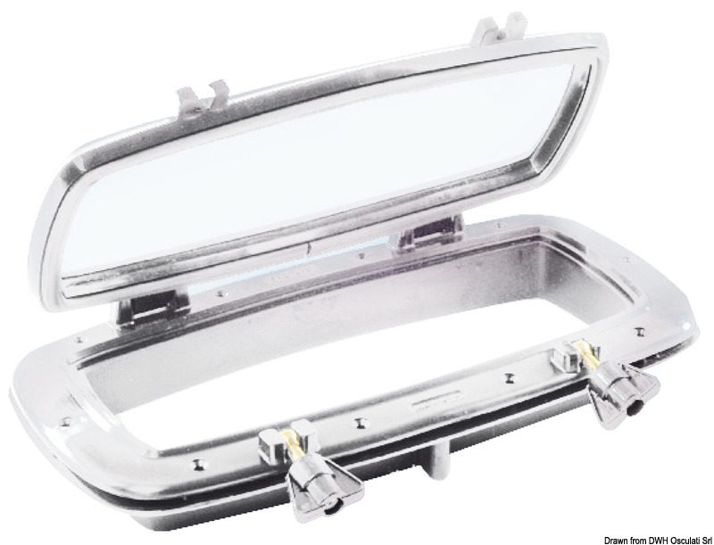 SS white porthole w/nylon trimming ring 400x200 mm